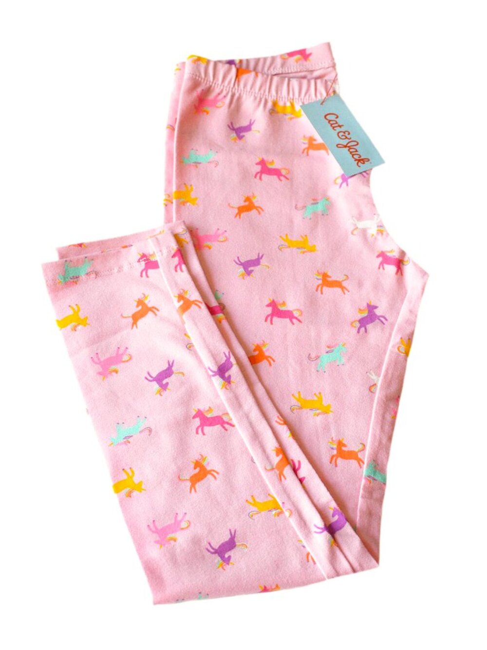 Cat & Jack Girls' Leggings Pink Unicorn Tough Cotton Pants Full Length - Picture 3 of 3